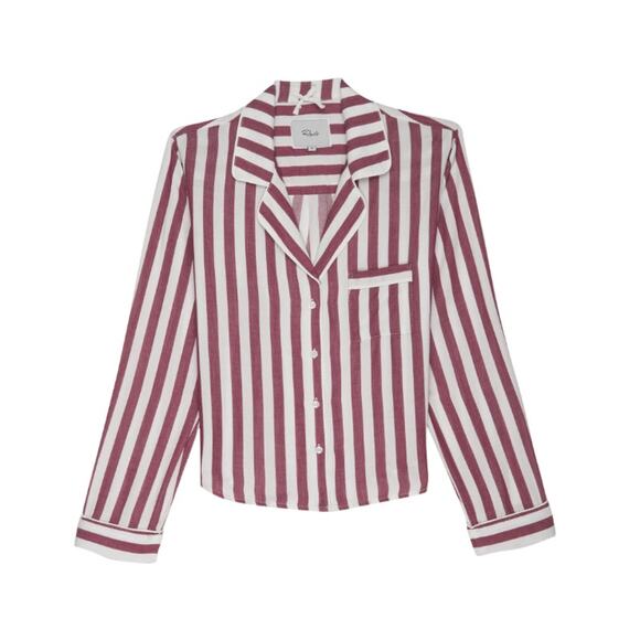 Rails Piping Toledo Stripe Long Sleeve Pajama Top Red - Picture 1 of 6